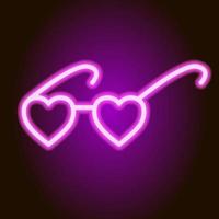 Fashionable neon heart-shaped sunglasses. Valentine icon. Vector illustration