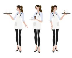 flat style female barista or coffee waiter   collection vector