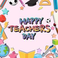 Happy Teacher's Day lettering banner vector