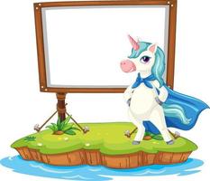 Fantasy unicorn with empty board vector