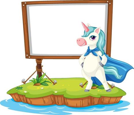 Fantasy unicorn with empty board