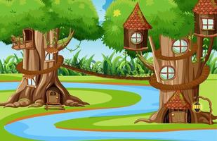 Fantasy tree house in the forest vector