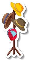 Many hats on standing rack vector