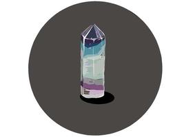 Vector illustration. Piece of cut and polished healing crystal. Multicolor, purple and blue. Isolated on dark background.