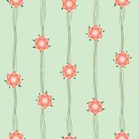 Orange Flower Vine Green Background vector