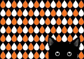 Black Cat Orange White Drops Background vector