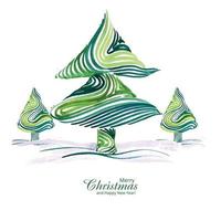 Beautiful artistic christmas tree holiday card background vector