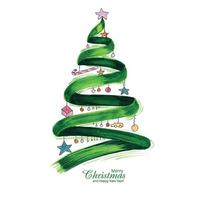 Beautiful artistic christmas tree holiday card background vector