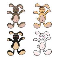 Cute Rabbit Doll Set vector