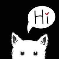 White Cat Sneaking Greeting Card vector