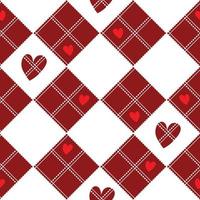 Diamond Chessboard Red Heart Valentine Background vector