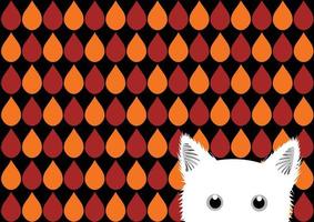 White Cat Orange Red Brown Drops Background vector