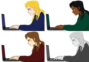 Programmer Working Woman vector