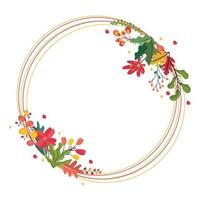 Circle Line Spring Flower Floral Plant Frame Card Vector Decoration