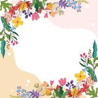 esquina cuadrada primavera flor floral planta marco tarjeta vector decoracion