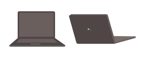 Laptop set. Side and front views. Vector illustration of a gadget in a flat style.