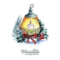 Beautiful artistic decorative christmas lantern card background vector