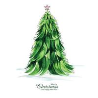 Beautiful christmas tree holiday card background vector