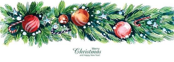 Decorative christmas wreath banner card design vector