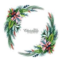 Decorative christmas wreath holiday card background vector