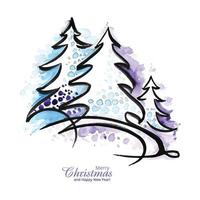 Artistic christmas line tree card design vector