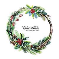 Beautiful decorative christmas wreath card design vector