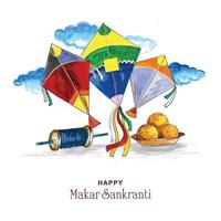 Happy makar sankranti holiday india festival background vector