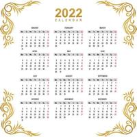 Abstract 2022 new year calendar template design vector