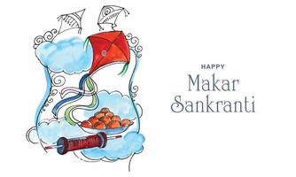 celebrar makar sankranti tarjeta de felicitación antecedentes vector