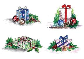 Beautiful artistic christmas decorative gift box set design vector