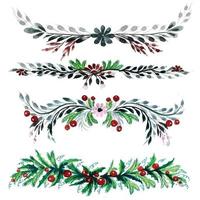 Beautiful artistic christmas leaf wreath set card design vector