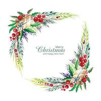 Decorative christmas wreath holiday card background vector