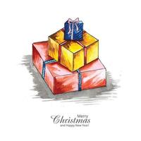 hermoso diseño artístico de la tarjeta de la caja de navidad vector