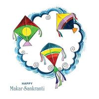 feliz makar sankranti coloridas cometas para el festival de la india vector