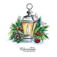 Beautiful artistic decorative christmas lantern card background vector