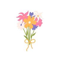 Bouquet of flowers for valentines day, vector flat illustration