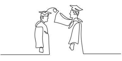 Continuous one single line of lecture and student graduation ceremony vector