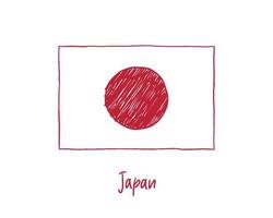 Marcador de bandera de Japón o vector de ilustración de dibujo a lápiz