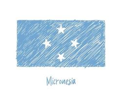 Marcador de bandera de Micronesia o vector de ilustración de dibujo a lápiz