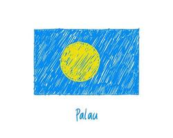 Palau Flag Marker or Pencil Sketch Illustration Vector