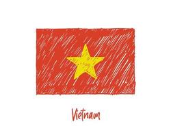 bandera de vietnam, marcador, pizarra, o, lápiz, bosquejo, ilustración, vector
