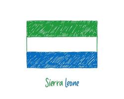 Sierra Leona, marcador de bandera, pizarra o lápiz, boceto, ilustración, vector