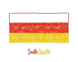 South Ossetia Flag Marker Whiteboard or Pencil Sketch Illustration Vector