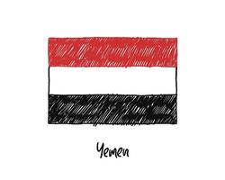 Yemen Flag Marker Whiteboard or Pencil Sketch Illustration Vector