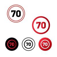 límite de velocidad 70 diseño de icono vector