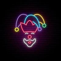 Clown neon sign. Bright light circus signboard. vector