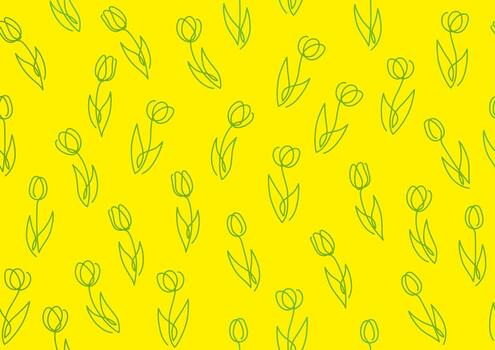 Ilustración de vector de fondo de primavera transparente con patrón de dibujo de línea de tulipán simple. repetible horizontal y verticalmente.