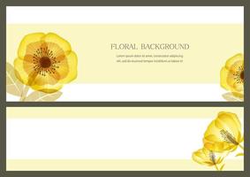 Set Of Vector Floral Backgrounds With Text Space Isolated On A Plain Background.