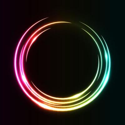 Abstract Circle Light Effect Rainbow on ring frame vector illuminated