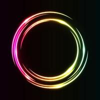 arco iris de efecto de luz de círculo abstracto en vector de marco de anillo iluminado